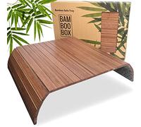 Sofa Arm Tray - Armchair Tray - Sofa Arm Table - Bamboo Armrest Caddy | BAM BOO BOX Bamboo Sofa Tray - Armchair Table & Sofa Caddy - Wooden Armrest Tray & Snack Table for Couch (Brown)