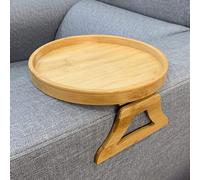 Sofa Arm Tray, Foldable Couch Tray, Natural Pine Wooden Armrest Trays, 25cm Round Sofa Trays & Organiser, Sofas Side Caddy, Waterproof Couch Arm Rest Organizer for Remote Drinks Snack Phone