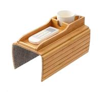 Sofa Arm Tray - Foldable Table, Couch Caddy | Wooden Drink Holder, Non-Slip Remote Organizer Pad for Phone Snack Beverage Book TV Accessory Control Living Room Use Perfect Present