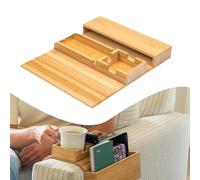 Sofa Arm Tray, Liuer Natural Bamboo So-fa Arm Tr-ay Table,Foldable Non-Slip No Assembly Sofa Armrest Tray,for Cups, Remotes, Bottles, Food, Drinks and Phones