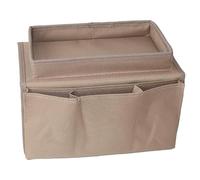 "Sofa Arm Tray Organizer - Non-Slip Waterproof Armchair Tray with 4 Storage Bags for Drinks, Phone, TV Remote, Glasses, Snacks, Books & Magazines " (Brown)