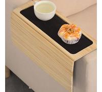 Sofa Arm Tray Table, Foldable Couch Arm Table with Anti-Slip Bamboo Couch Cup Holder for Drinks, Snacks, Laptop, Books, Snacks, Remote, Cellphone.