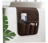 Sofa Armrest Bedside Organiser, Non-Slip Bedside Armchair Caddy, Bed Pocket Storage Organizer for Recliner Couch with 5 Pockets for Cell Phone TV Remote Control Magazines(Coffee)