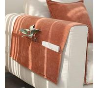Sofa Armrest nizer Couch Chair Storage Bag Bed Caddy for Phone Remote Magazines & Sunglasses Space Saving Pockets in Grapefruit Orange