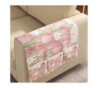 Sofa Armrest Organiser， Sofa Armrest Org. Polyester White 40-80x110cm Multi-Pkt Snacks TV Remote Books Mags Pen(White 5,80 * 110cm (four pockets))