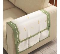 Sofa Armrest Organiser， Sofa Armrest Org. Polyester White 40-80x110cm Multi-Pkt Snacks TV Remote Books Mags Pen(White 3,80 * 110cm (four pockets))