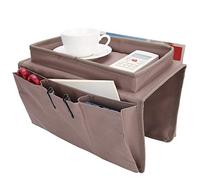 Sofa Armrest Organizer Caddy, 4 Pockets Couch Armchair Caddy TV Remote Control Holder Armchair Couch Bag with Cup Holder Tray for Snacks Glasses Smartphone Magazines(11.8x7.1x7.1in-Brown)