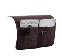 Sofa Armrest Organizer Caddy Anti-Slip Armchair Storage Bag Remote Control Holder for Recliner Couch with Pockets for Cellphone Magazines Glasses Space Saver Bag (Brown)