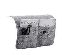 Sofa Armrest Organizer Caddy Anti-Slip Armchair Storage Bag Remote Control Holder for Recliner Couch with Pockets for Cellphone Magazines Glasses Space Saver Bag (Light Gray)