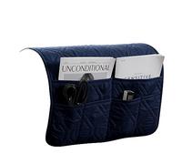 Sofa Armrest Organizer Caddy Anti-Slip Armchair Storage Bag Remote Control Holder for Recliner Couch with Pockets for Cellphone Magazines Glasses Space Saver Bag (Navy)