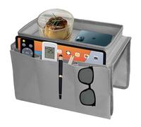 Sofa Armrest Organizer, Sofa Candy Organizer With Tray Sofa Armrest Hanging Storage Bag With Remote Control Holder For Phone Book Magazines Tv Remote Control Eyeglasses Cup Snacks Pocket (Gray)