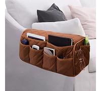 Sofa Armrest Organizer Waterproof Arm Rest Storage Bag Anti-Slip Couch Bedside Armchair Caddy Recliner Arm Protector Cover with 14 Pockets for Remote Control, Magazine, Phone, Table Tidy Organiser