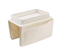 Sofa Armrest Organizer with Cup Holder Folding Tray for TV Remotes Magazines Snacks Fits Couch Recliner Armchair Made of 600D Oxford Cloth with Multiple Pockets Smart Storage (Beige)