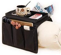 Sofa Armrest Organizer with Cup Holder Tray 6 Pockets TV Remote Control Organizer Sofa Couch Armchair Caddy Organizer Tidy Pocket Hanging Storage Bag Holder for Cellphone Magazine Drinks Snacks Black