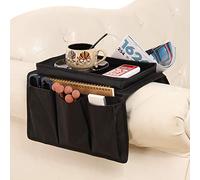 Sofa Armrest Organizer with Cup Holder Tray Chair Arm TV Remote Holder for Recliner Couch Armchair Caddy Bedside Storage Pockets Bag for Cellphone Tablet Book Magazines Drinks Pouch