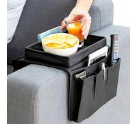 Sofa Armrest Organizer with Tray - Remote Control Holder with 5 Pockets & Flat Top Tray | Couch Caddy for Recliner, Sofa & Chair | TV Remote, Snacks, Phone, Tablet & Drink Organizer (22 x 12.6 in)