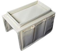 Sofa Armrest Organizer with Tray, Sofa Armrest Pocket Organizer Couch Chair Table Cabinet Storage Space Saver Bag Armchair Remote Control Holder Fits for Phone Pen Glasses Organize Gadget (Beige)