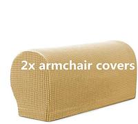 Sofa Armrest Protectors for Armchairs, Sofas, Non-Slip Armchair, 2PCS/Set Fleece Premium Armrest Covers Stretchy Chair Sofa Couch Arm Protector Stretch Fit (Beige)