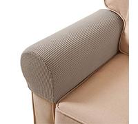 Sofa Armrest Protectors for Armchairs, Sofas, Non-Slip Armchair, 2PCS/Set Fleece Premium Armrest Covers Stretchy Chair Sofa Couch Arm Protector Stretch Fit (Sand)
