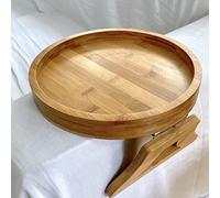 Sofa Armrest Tray Round Wooden Sofa Tray Portable Picnic Table Wine Table Folding Wooden Sofa Arm Tray Snack Tray Small Sofa Table Snacks Tray for Drinks Snacks 25 cm x 30 cm x 3.5 cm