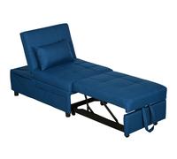 Sofa Bed 181x65.5x43cm Blue Linen-look 3-position Folding Single with Pillow Now