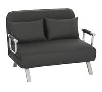 HOMCOM Fabric Convertible 2 Seater Sofa Bed W/ 2 Pillows - Charcoal grey | TJ Hughes