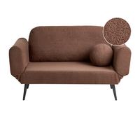 Beliani Sofa Bed 2 Seater DOROTEA Boucle Brown, Brown