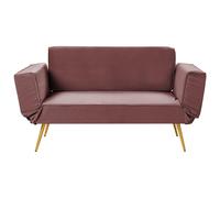 Beliani Sofa Bed 2 Seater Saarela Velvet Pink