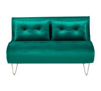 Beliani Sofa Bed 2 Seater VESTFOLD Velvet Dark Green, Green