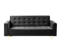 Sofa Bed 3 Seater ABERDEEN Velvet Black