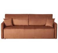 Beliani Sofa Bed 3 Seater Egge Velvet Golden Brown