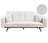 Sofa Bed 3 Seater HJULBY Boucle Off-White