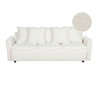 Beliani Boucle Sofa Bed With Storage White Krama, White