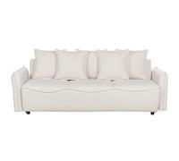 Sofa Bed 3 Seater KRAMA Fabric Off-White with Storage