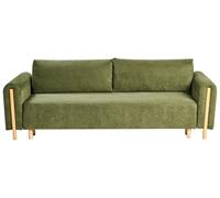 Beliani Sofa Bed 3 Seater Kvam Fabric Green With Storage