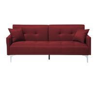 Beliani Fabric Sofa Bed Dark Red Lucan, Red