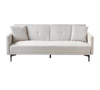 Beliani Fabric Sofa Bed Light Beige Lucan, Brown