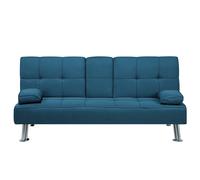 Beliani Sofa Bed 3 Seater Roxen Fabric Blue