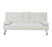 Sofa Bed 3 Seater ROXEN Fabric Light Beige