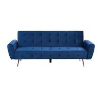Beliani Sofa Bed 3 Seater Selnes Velvet Navy Blue