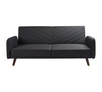 Sofa Bed 3 Seater SENJA Faux Linen Black