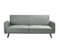 Beliani Faux Linen Sofa Bed Light Green Senja, Green