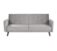 Beliani Velvet Fabric Sofa Bed Light Grey Senja, Grey