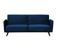 Beliani Velvet Fabric Sofa Bed Blue Senja, Blue