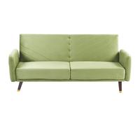 Beliani Velvet Fabric Sofa Bed Olive Green Senja, Green