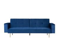 Sofa Bed 3 Seater VISNES Velvet Navy Blue