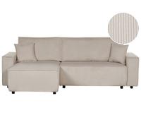 Corner Sofa Bed 3 Seater ABACKA Corduroy Beige Right Hand