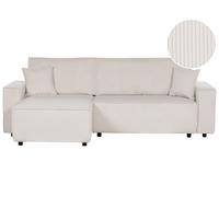 Corner Sofa Bed 3 Seater ABACKA Corduroy Off-White Right Hand