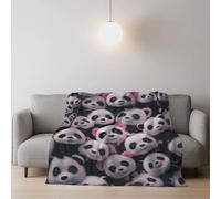 Sofa Bed Blanket Lightweight Cozy and Comfortable Ultra-Soft Thick Fleece Blanket Double/Single Sizeextra large Winter Throw 150 x 200 cm Pink Black Cute Animals Panda