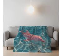 Sofa Bed Blanket Lightweight Cozy and Comfortable Ultra-Soft Thick Fleece Blanket Double/Single Sizeextra large Winter Throw 230 x 270 cm Blue Pink Fresh Dreamy Animals Dolphin